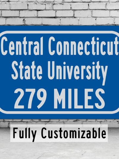 Central Connecticut State University / Custom College Highway Distance Sign / Central Connecticut State Blue Devils / New Britain CT