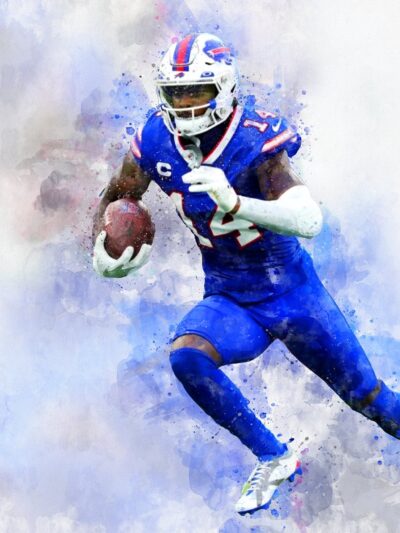 Stefon Diggs watercolor, Buffalo Bills wall art, Buffalo Bills Stefon Diggs Poster. Canvas, Stefon Diggs Buffalo Bills wall art