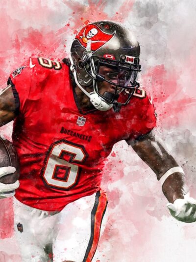 Julio Jones watercolor, Tampa Bay Buccaneers wall art, Tampa Buccaneers Julio Jones Poster. Canvas, Julio Jones Tampa Bay Bucs wall art