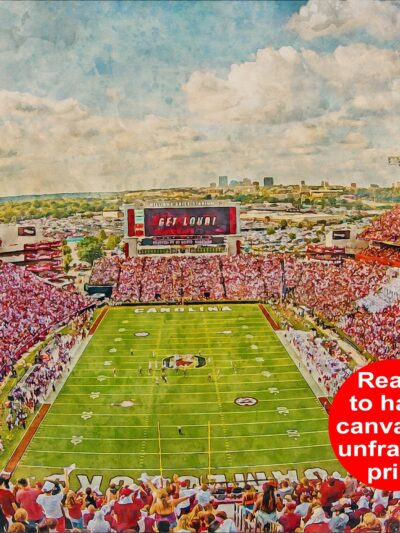 South Carolina Gamecocks, Williams-Brice Stadium , Watercolor Digital Sketch Print Canvas Print, Gamecocks Football, Columbia South Carolina