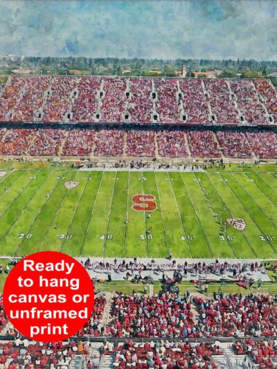 Canvas-Print of Stanford Tree, Stanford Stadium, Watercolor Digital Sketch Print Canvas Print, Stanford California, Stanford University