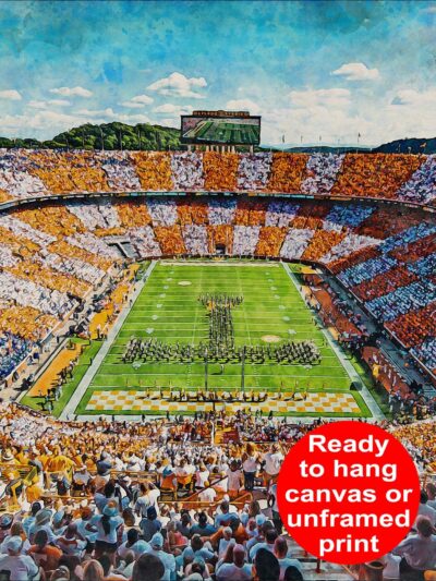 Tennessee Volunteers, Neyland Stadium , Watercolor Digital Sketch Print Canvas Print, Knoxville Tennessee, University of Tennessee