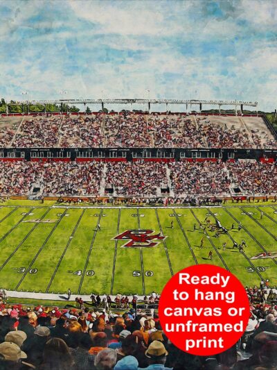 Canvas-Print of Boston College Eagles, Alumni Stadium , Watercolor Digital Sketch Print Canvas Print, Boston College, Boston Massachusetts