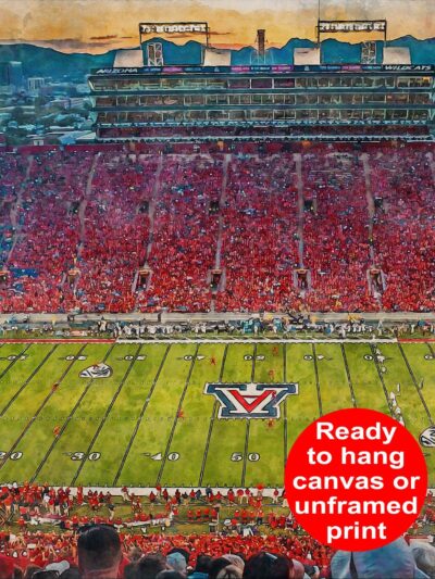 Canvas-Print of Arizona Wildcats, Arizona Stadium , Watercolor Digital Sketch Print Canvas Print, Arizona Football, Tucson Arizona