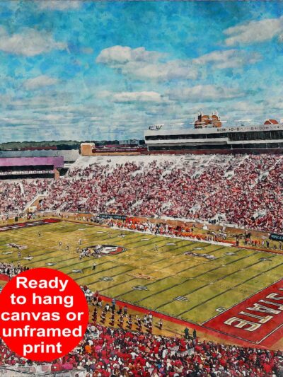 Florida State Seminoles, Doak S. Campbell  , Watercolor Digital Sketch Print Canvas Print, Florida State University , Tallahassee Florida