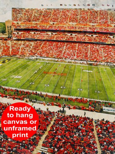 Canvas-Print of Maryland Terrapins, Capital One Field , Watercolor Digital Sketch Print Canvas Print , University of Maryland
