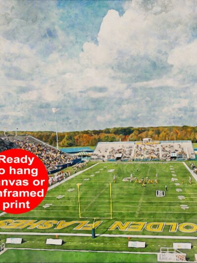 Kent State Golden Flashes ,Kent football Stadium , Watercolor Digital Sketch Print Canvas Print, Kent Ohio, Kent State University
