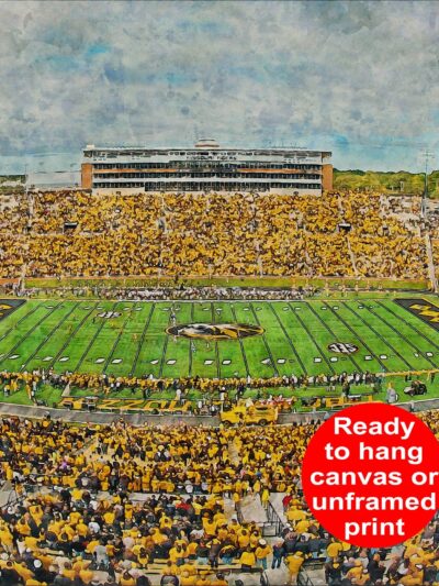 Canvas-Print of Missouri Tigers, Faurot Field , Watercolor Digital Sketch Print Canvas Print , University of Missouri, Columbia Missouri