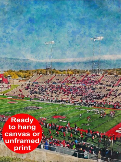 New Mexico Lobos, University Stadium , Watercolor Digital Sketch Print Canvas Print , University of New Mexico, Albuquerque New Mexico