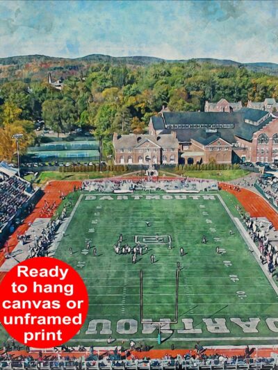 Canvas-Print of Dartmouth Big Green, Memorial Field , Watercolor Digital Sketch Print Canvas Print, Hanover New Hampshire, Dartmouth College