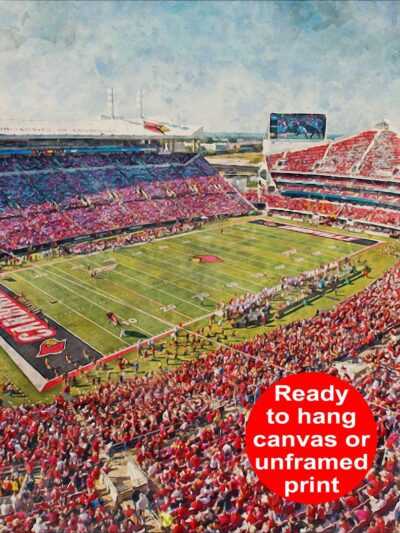Louisville Cardinals, Cardinal Stadium , Watercolor Digital Sketch Print Canvas Print, Louisville Kentucky, University of Louisville
