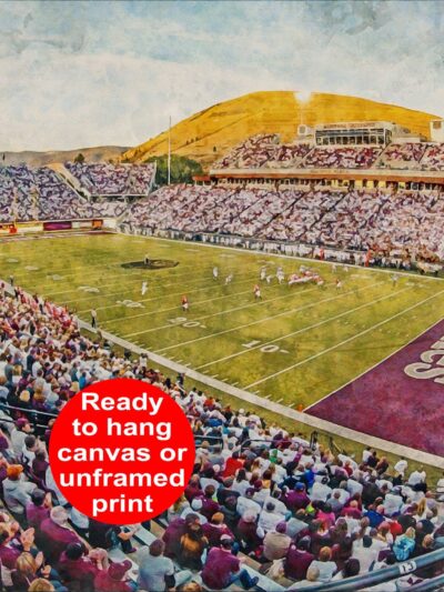 Montana Grizzlies, Washington-Grizzly Stadium , Watercolor Digital Sketch Print Canvas Print, Missoula Montana, Missoula University