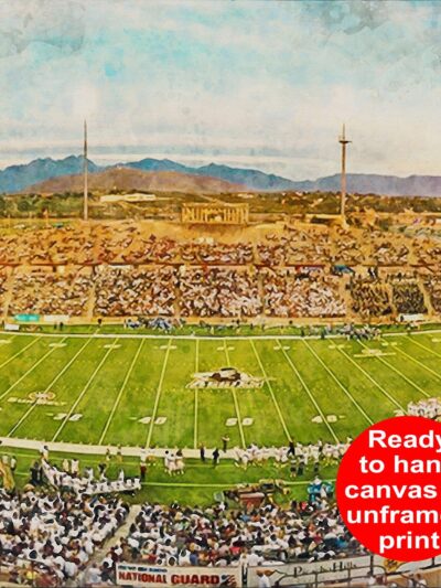 New Mexico State Aggies, Aggie Memorial Stadium , Watercolor Digital Sketch Print Canvas Print, University Park New Mexico, New Mexico State