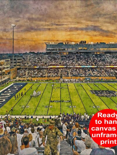 Canvas-Print of ODU Monarchs, S.B. Ballard Stadium , Watercolor Digital Sketch Print Canvas Print,  Norfolk Virginia, ODU