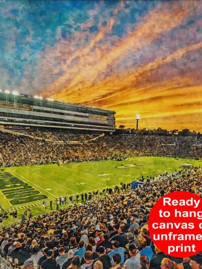 Canvas-Print of Purdue Boilermakers, Ross–Ade Stadium , Watercolor Digital Sketch Print Canvas Print, Tippecanoe Indiana, Purdue University