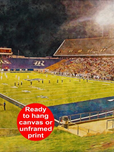 Canvas-Print of Rice Owls, Rice Stadium , Watercolor Digital Sketch Print Canvas Print, Houston Texas, Rice University