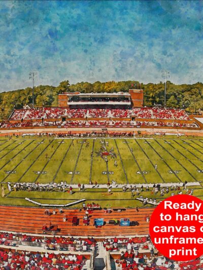 Richmond Spiders, E. Claiborne Robins Stadium , Watercolor Digital Sketch Print Canvas Print, Richmond Virginia, University of Richmond