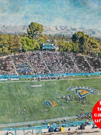 Canvas-Print of San Jose Spartans, CEFCU Stadium , Watercolor Digital Sketch Print Canvas Print, San Jose California, SanJose California