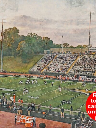 Canvas-Print of Towson Tigers, Johnny Unitas Stadium , Watercolor Digital Sketch Print Canvas Print, Towson Maryland, Towson University