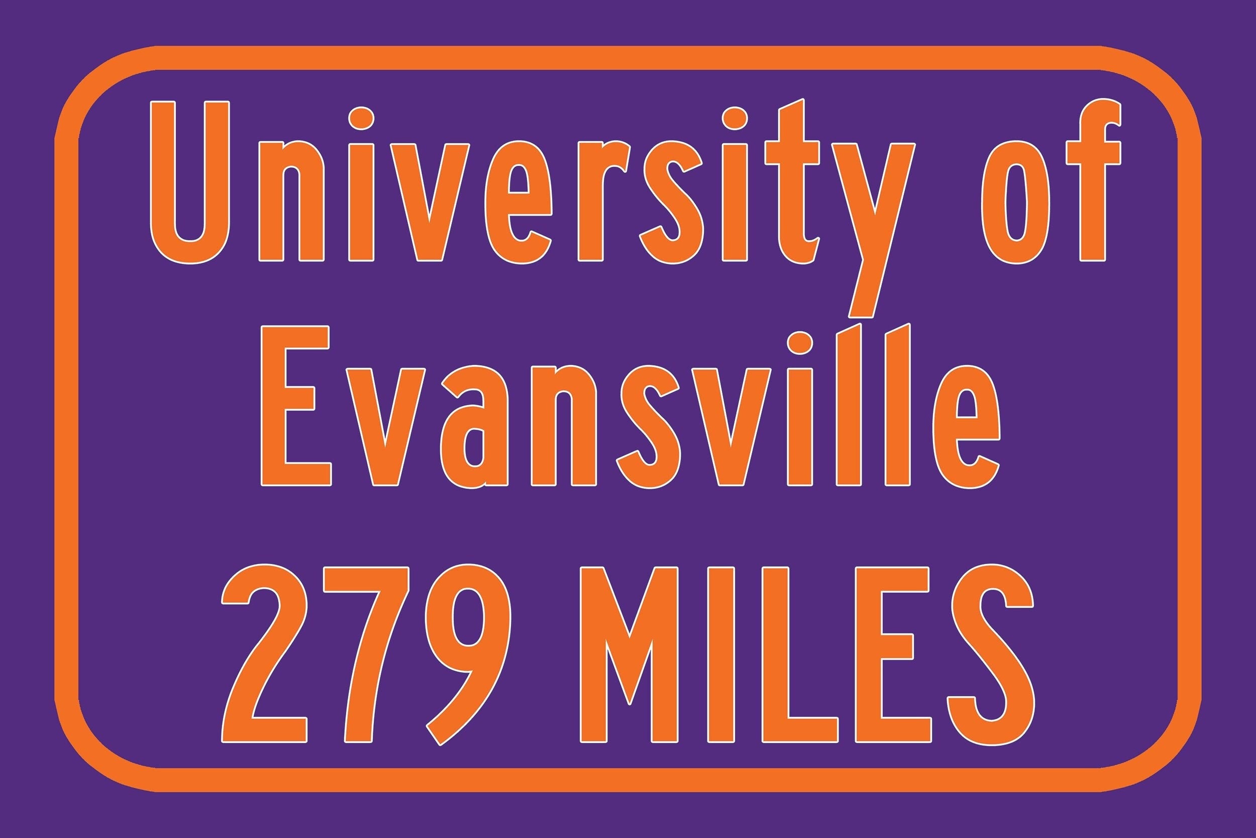 University of Evansville / Custom College Highway Distance Sign / Evansville Purple Aces / Evansville Indiana / - Image 3