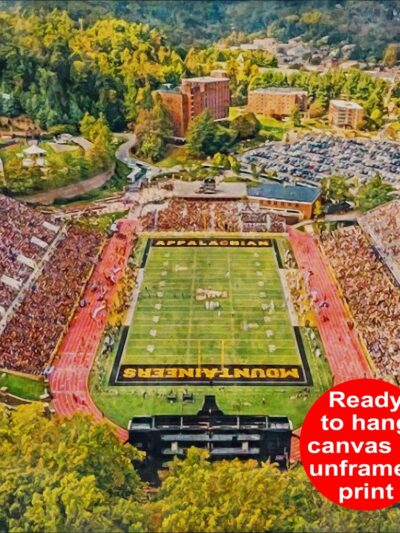 Appalachian State Mountaineers, Kidd Brewer Stadium , Watercolor Digital Sketch Print Canvas Print, Mountaineer Football,Boone North Carolina