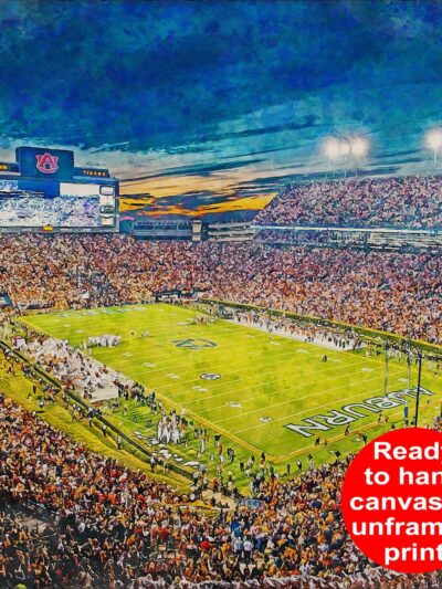 Canvas-Print of Auburn Tigers, Jordan-Hare Stadium , Watercolor Digital Sketch Print Canvas Print, Tigers Football, Auburn Alabama