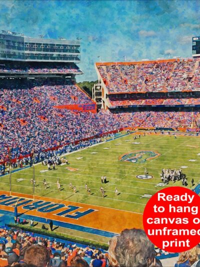 Canvas-Print of Florida Gators, University Of Florida , Watercolor Digital Sketch Print Canvas Print, Gators Football, Gainesville Florida