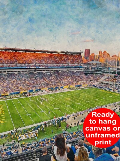 Canvas-Print of Pittsburgh Panthers, University of Pittsburgh , Watercolor Digital Sketch Print Canvas Print, Pittsburgh Pennsylvania