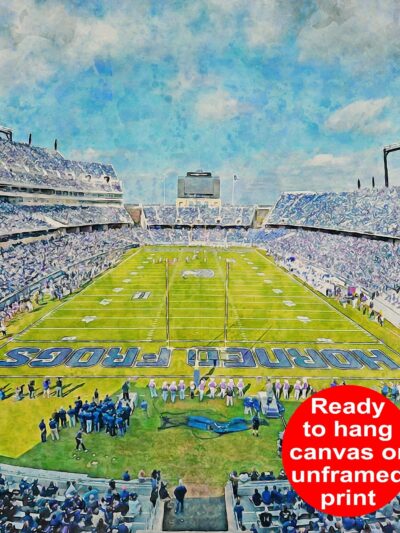 Canvas-Print of TCU Horned Frogs, Amon G. Carter Stadium , Watercolor Digital Sketch Print Canvas Print, Frogs Football, Fort Worth Texas
