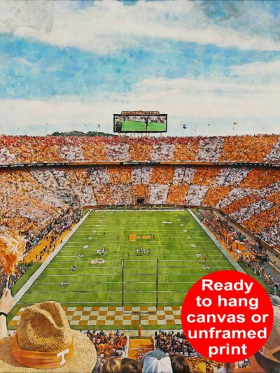 Tennessee Volunteers, Neyland Stadium , Watercolor Digital Sketch Print Canvas Print, Knoxville Tennessee, University of Tennessee