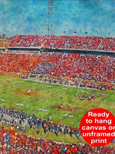 Virginia Cavaliers, Scott Stadium ,  Watercolor Digital Sketch Print Canvas Print,  Charlottesville Virginia, University of Virginia