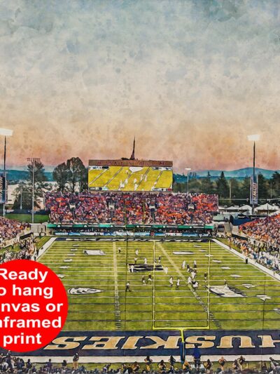 Washington Huskies, Husky Stadium ,  Watercolor Digital Sketch Print Canvas Print,  Seattle Washington, University of Washington