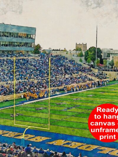 Tulsa Golden Hurricanes, H.A. Chapman Stadium , Watercolor Digital Sketch Print Canvas Print, Tulsa Oklahoma, University of Tulsa