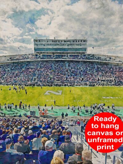 Canvas-Print of Ryan Field, Northwestern Wildcats , Watercolor Digital Sketch Print Canvas Print, Northwestern University, Evanston Illinois