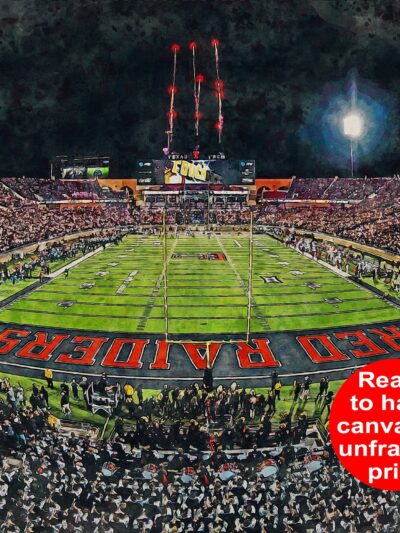 Canvas-Print of Texas Tech Red Raiders, Jones AT&T Stadium , Watercolor Digital Sketch Print Canvas Print, Texas Tech, Lubbock Texas