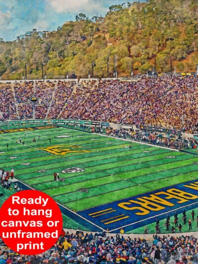 Canvas-Print of Berkley Bears, California Memorial Stadium , Watercolor Digital Sketch Print Canvas Print, UC Berkley, Berkley California