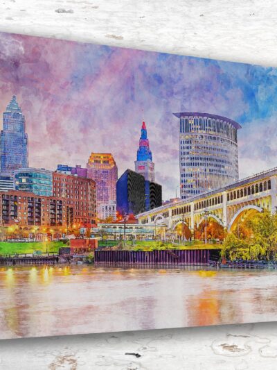 Cleveland Ohio canvas watercolor Cleveland OH Wall Art, Cleveland Ohio Print, Cleveland Canvas wall art,  Cleveland Ohio Watercolor wall art