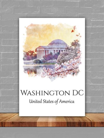 Washington DC travel art, Vibrant Watercolor Cherry Blossom Canvas - Elegant Washington Decor, Washington wall art, Washington DC watercolor