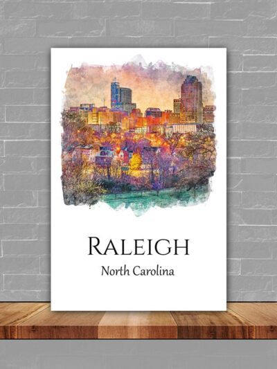 Raleigh travel art, Capture the beauty of Raleigh, North Carolina with this beautiful skyline wall art canvas, Raleigh skyline canvas