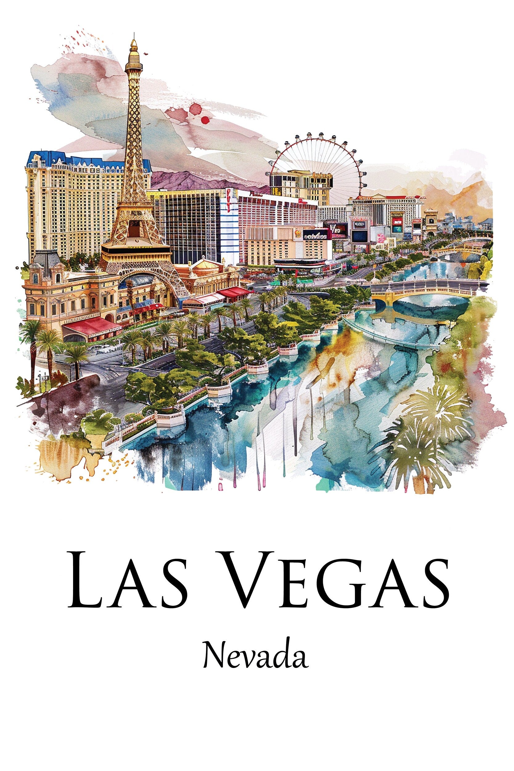 Las Vegas Canvas, Las Vegas Print, Las Vegas wall art, Las Vegas travel art print, Las Vegas Nevada, Las Vegas poster - Image 2