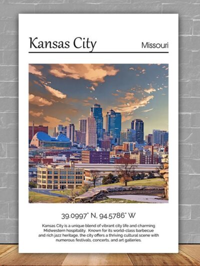 Kansas City Canvas,  Kansas City  Print, Kansas City  wall art, Kansas City travel art print, Kansas City , Kansas City  travel poster