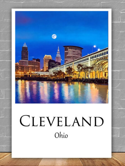 Cleveland Ohio Travel art Canvas,  Cleveland Print, Cleveland wall art, Cleveland art print, Cleveland Ohio , Cleveland travel art  poster