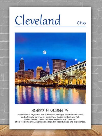 Cleveland Ohio Travel art Canvas,  Cleveland Print, Cleveland wall art, Cleveland art print, Cleveland Ohio , Cleveland travel art  poster