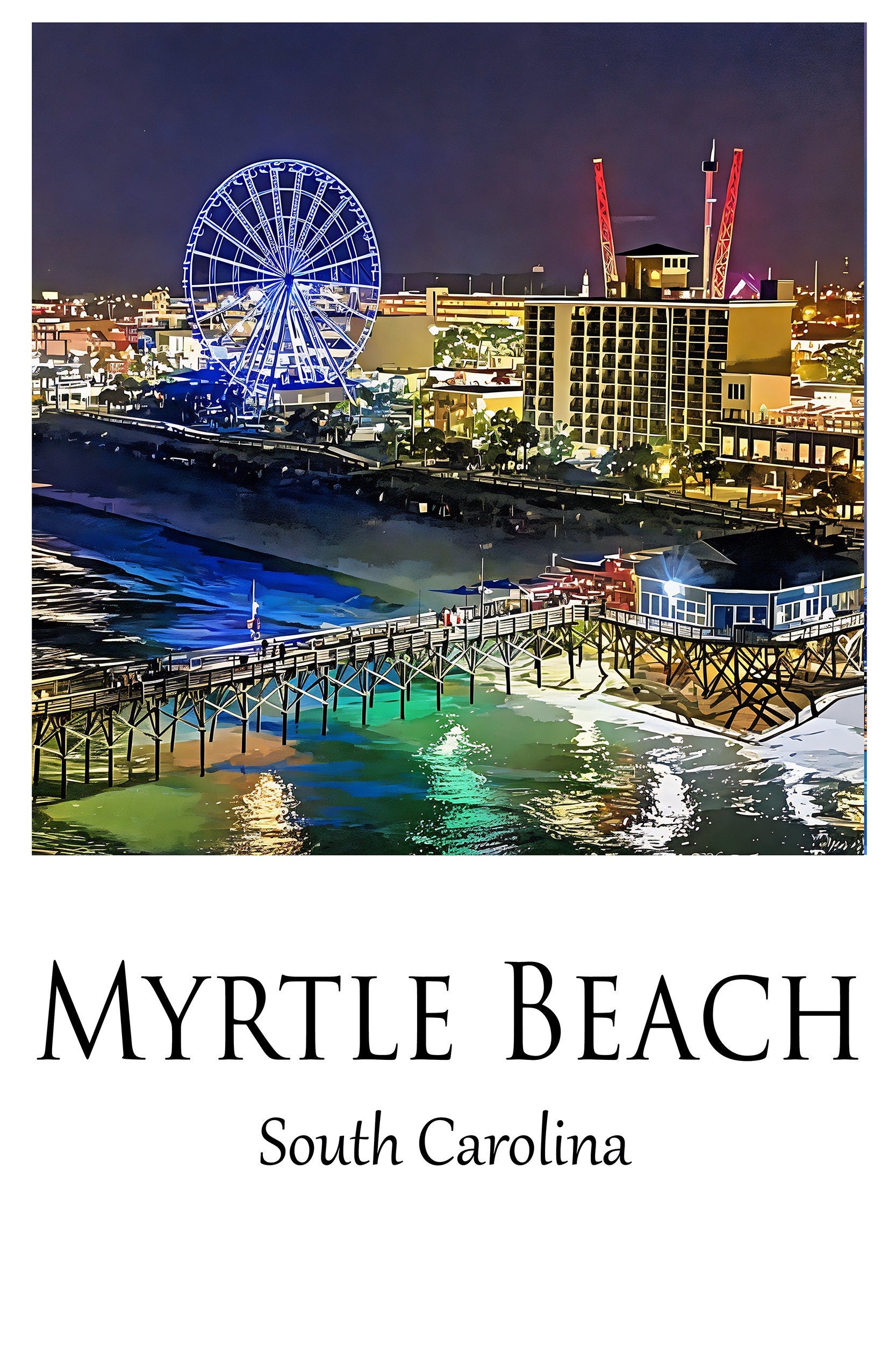Myrtle Beach Canvas, Myrtle Beach Print, Myrtle Beach wall art, Myrtle Beach travel art print, Myrtle Beach , Myrtle Beach poster - Image 4