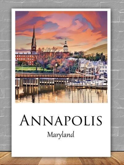 Annapolis Maryland travel art canvas, Annapolis MD Wall Art, Annapolis Print, Annapolis Canvas wall art,  Annapolis Watercolor wall