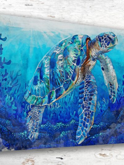 Sea Turtle watercolor print, Marine life canvas, Sea Turtle Wall art, Ocean watercolor artwork, Home decor
