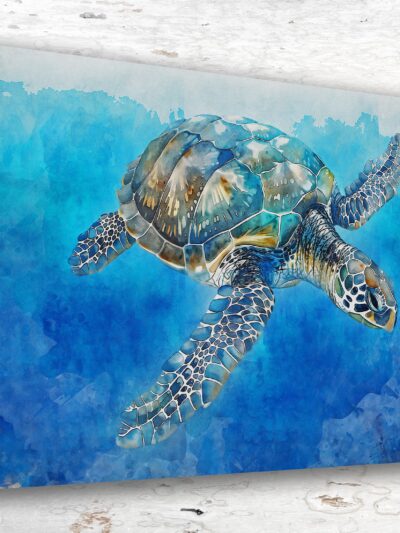 Sea Turtle watercolor print, Marine life canvas, Sea Turtle Wall art, Ocean watercolor artwork, Home decor