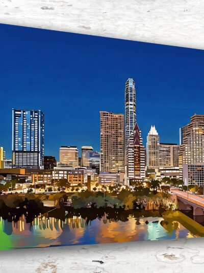 Austin Texas canvas watercolor, Austin Texas Wall Art, Austin Texas Print, Canvas wall art, Austin Texas Watercolor wall art