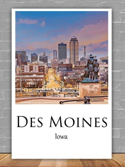 Des Moines Canvas, Des Moines Print,  Des Moines wall art, Des Moines travel art print, Des Moines  Iowa, Des Moines poster