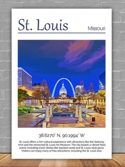 St Louis Canvas, St Louis Print, St Louis wall art, St Louis travel art print, St Louis Missouri, St Louis poster